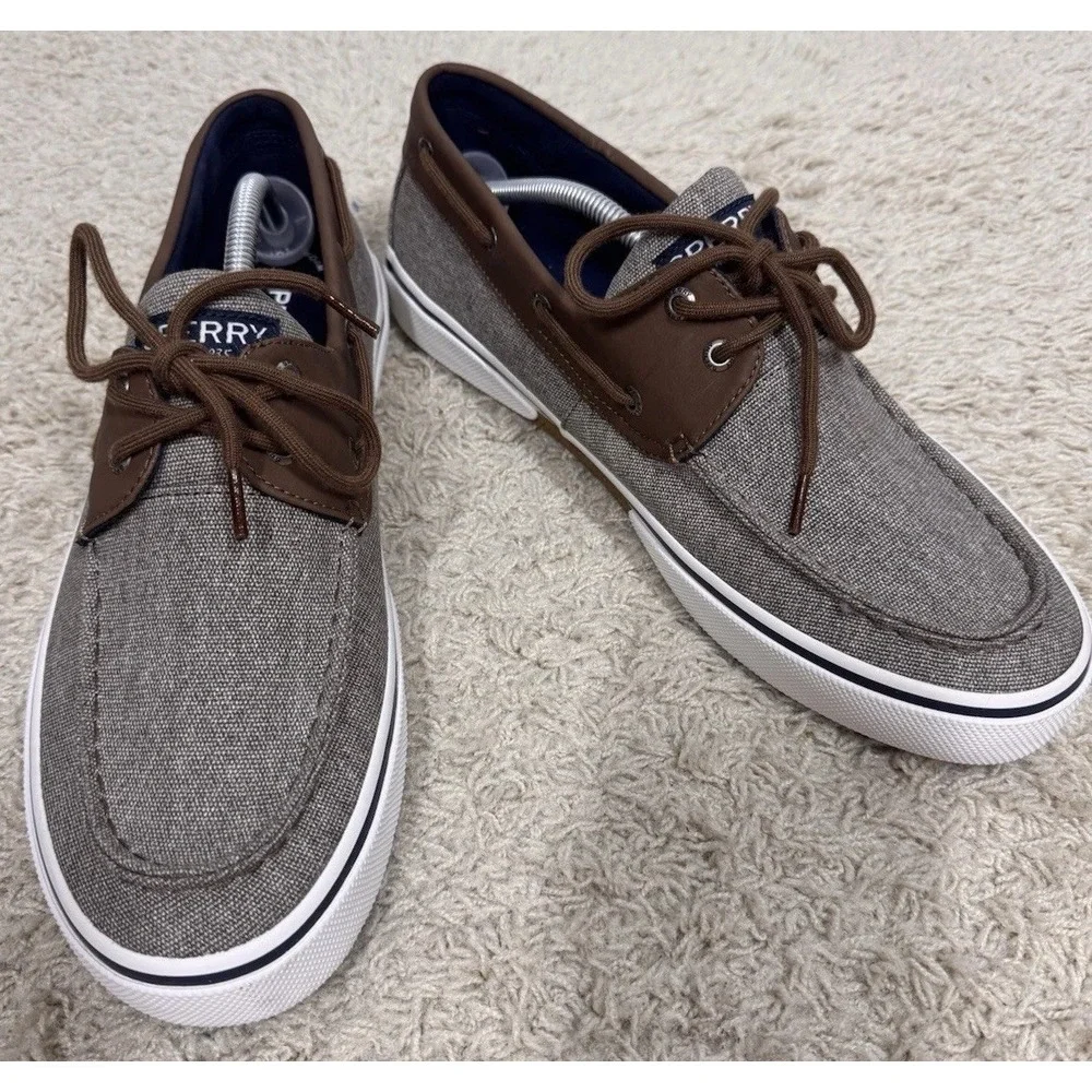 Sperry Top Sider Halyard Brown Canvas Lace Up Boat Shoes Mens 12 STS21489 Casual